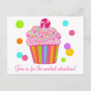 Postal Pastel de sorpresas con caramelos