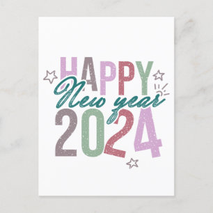 Postal Pastel Feliz Año Nuevo 2024
