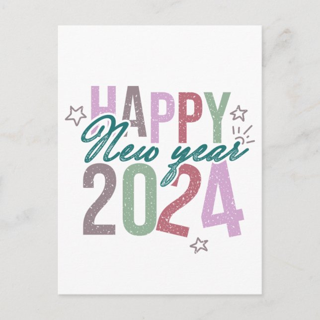 Postal Pastel Feliz Año Nuevo 2024 (Anverso)