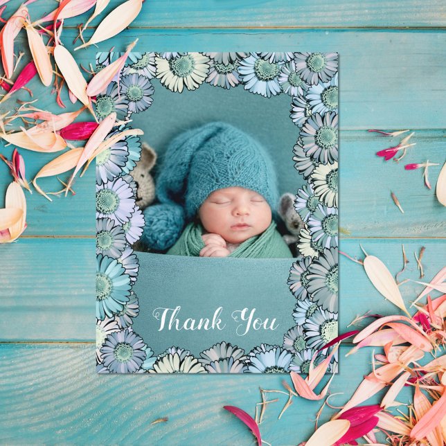Postal Pastel floral Verde azulado Boho Daisy Personaliza (Subido por el creador)