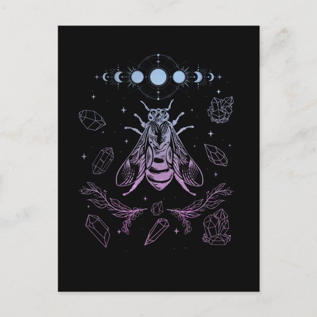 Postal Pastel Gótico Moon Insect Gothic Wicca Crescent Be (Anverso)