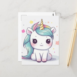 Postal Pastel Kawaii Unicorn Más Adorable