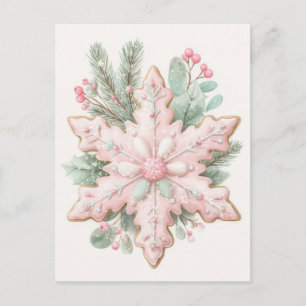 Postal Pastel Navidad Copo de Nieve Festivo y Elegante