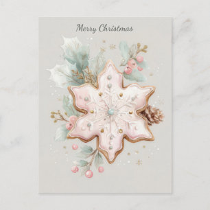 Postal Pastel Navidad Copo de Nieve Festivo y Elegante