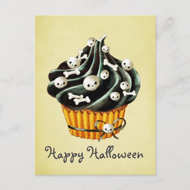 Postal Pastel negro de Halloween (Anverso)