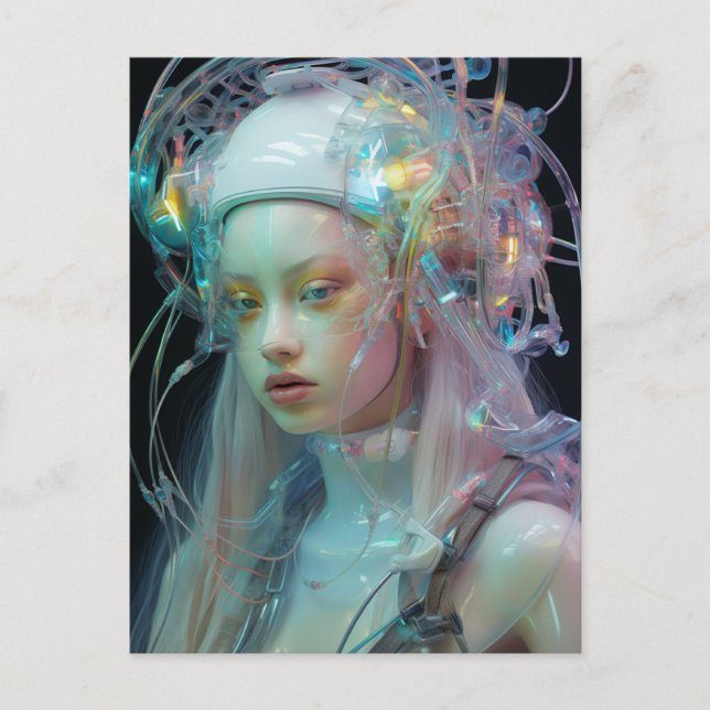 Postal Pastel Pink Hair Sci Woman (Anverso)