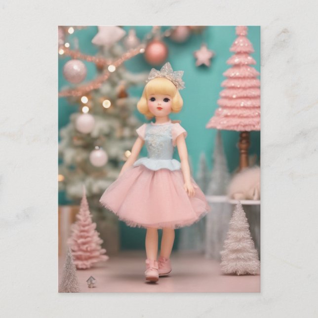 Postal Pastel Retro Navidades Doll (Anverso)