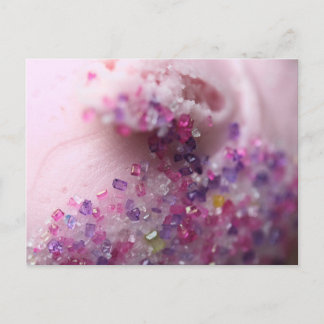 Postal Pastel rosa con azúcar rosa y púrpura