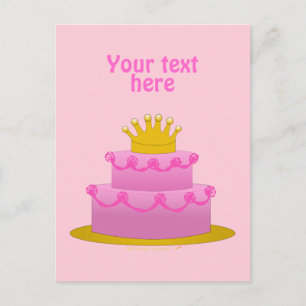 Postal Pastel rosa con cumpleaños de la Corona