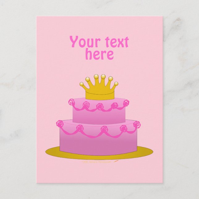 Postal Pastel rosa con cumpleaños de la Corona (Anverso)