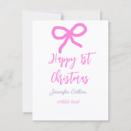 Postal Pastel rosa morado feliz primer Navidades doblar n