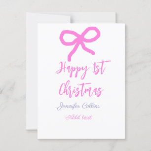Postal Pastel rosa morado feliz primer Navidades doblar n