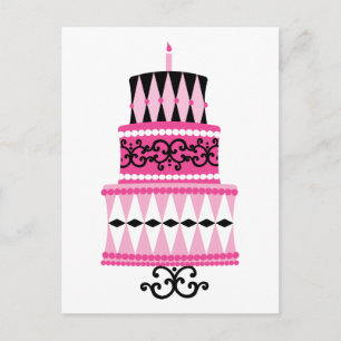 Postal Pastel rosa y negro de Fiesta