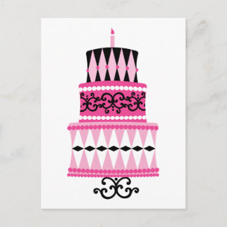 Postal Pastel rosa y negro de Fiesta
