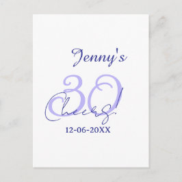 Postal Pastel saluda 30 cumpleaños púrpura elegante nombr
