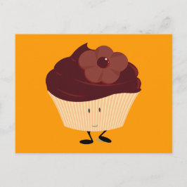 Postal Pastel sonriente con helado de flores de chocolate