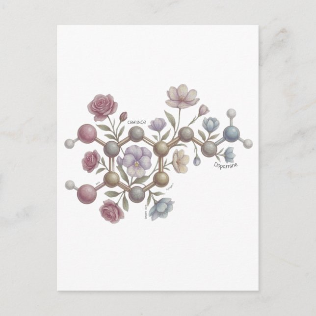 Postal Pastel Watercolor Dopamine Molecule Neurodivregent (Anverso)