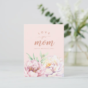 Postal Pastel Watercolor Florals Te Ama Mamá Minimalista