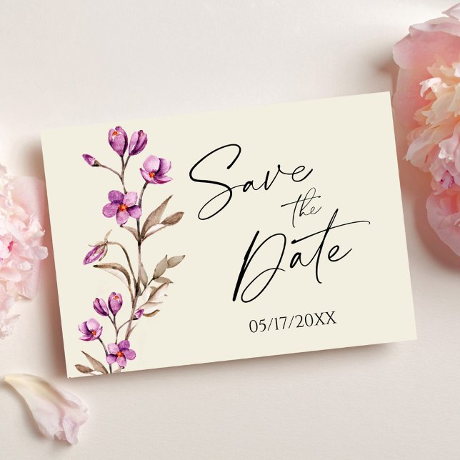 Postal Pastel Wildflower Boho Wedding Save The Date (Subido por el creador)