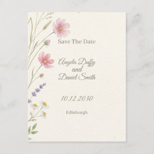 Postal Pastel Wildflower Save the Date