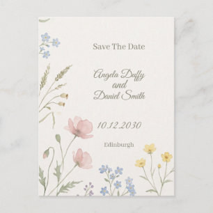 Postal Pastel Wildflower Save the Date