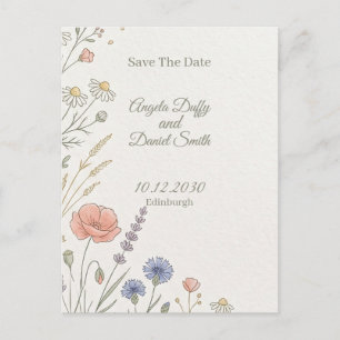 Postal Pastel Wildflower Save the Date
