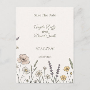 Postal Pastel Wildflower Save the Date
