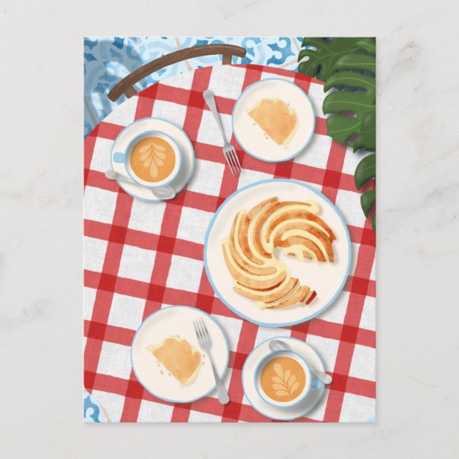 Postal Pastel y café para dos (Anverso)