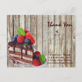 Postal pastelería de chocolate con postre rústico de made