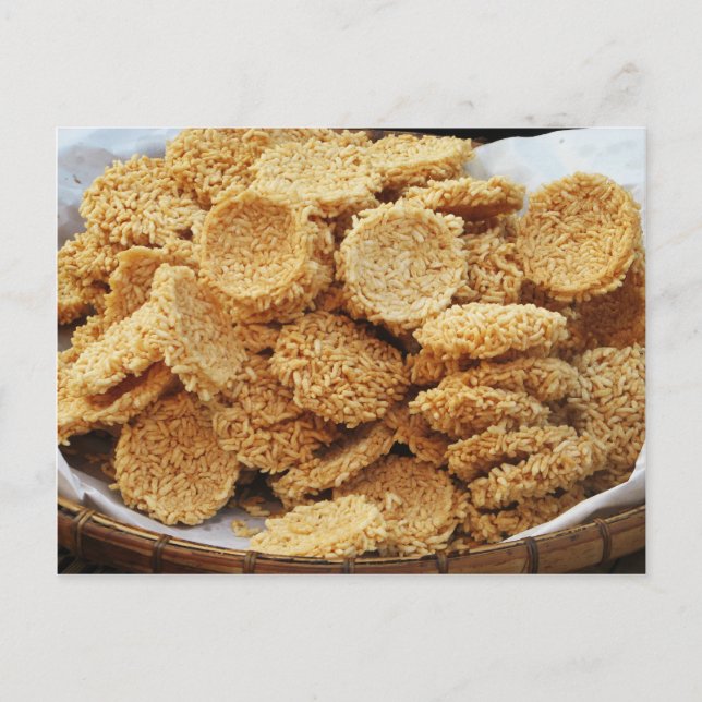 Postal Pasteles de arroz inflado ~ Platos dulces asiático (Anverso)