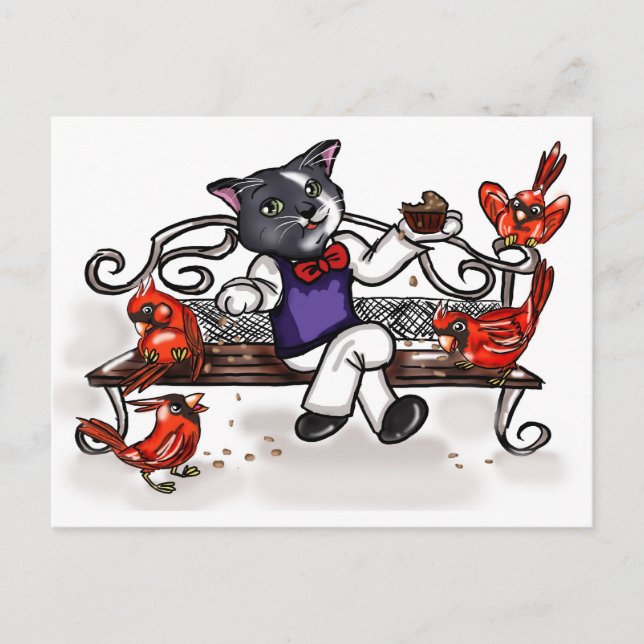 Postal Pasteles y cardenales (Anverso)