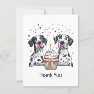 Postal Pastelito de cumpleaños de perros Gran Danés de ag
