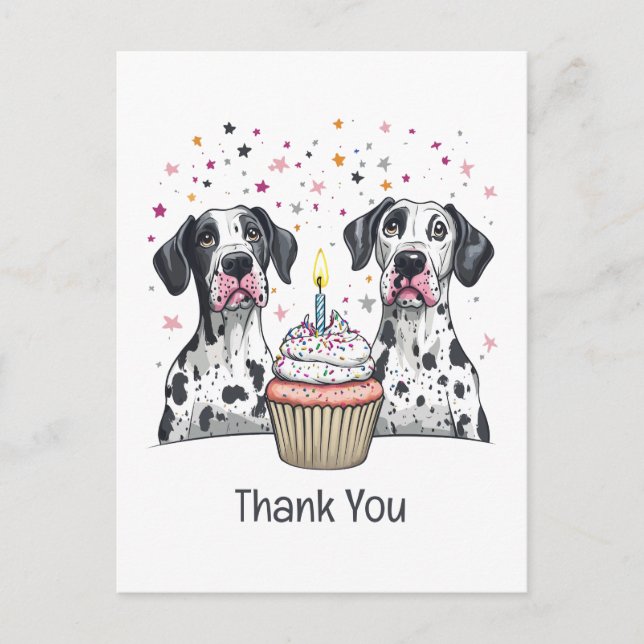 Postal Pastelito de cumpleaños de perros Gran Danés de ag (Anverso)