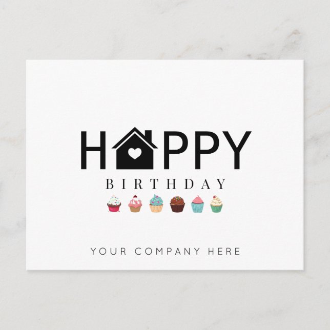 Postal Pastelito de la Copa de la Feliz Cumpleaños Realty (Anverso)
