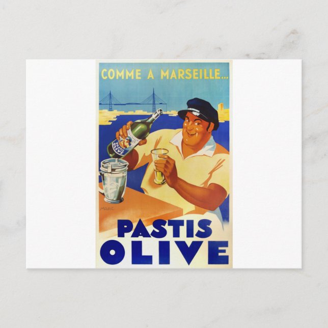 Postal Pastis Olive - Comme a Marsella (Anverso)