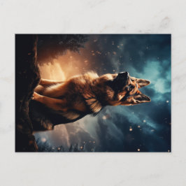 Postal Pastor alemán bajo cielo de tormenta