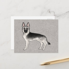 Postal Pastor Alemán Cartoon de Silver Sable Perro GSD Gr