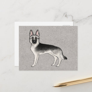 Postal Pastor Alemán Cartoon de Silver Sable Perro GSD Gr