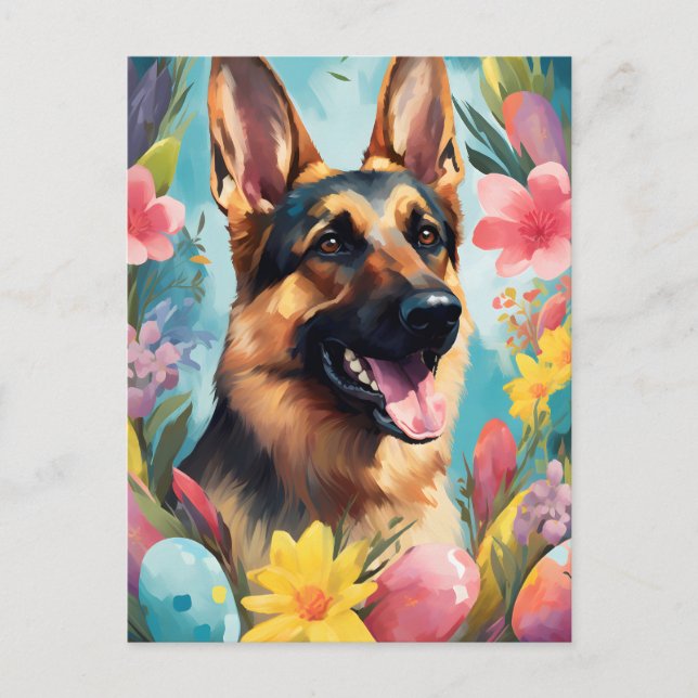 Postal Pastor alemán feliz Pascua (Anverso)