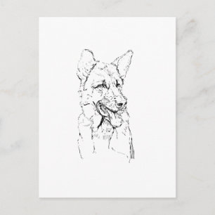 Postal Pastor Alemán, Ilustración de Perro Personalizada