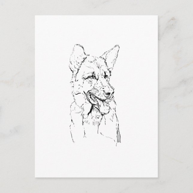 Postal Pastor Alemán, Ilustración de Perro Personalizada (Anverso)