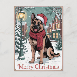Postal Pastor alemán Navidad vintage 