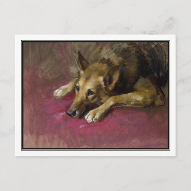 Postal Pastor alemán paciente por Marino Lenci (Anverso)