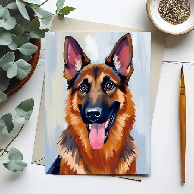 Postal Pastor Alemán | Perro Acuarela Mascota (Subido por el creador)