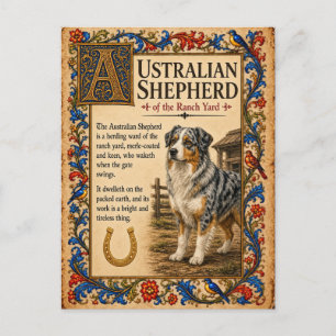 Postal Pastor Australiano, Arte de Bestiario Medieval