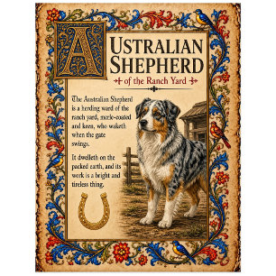 Postal Pastor Australiano, Arte de Bestiario Medieval