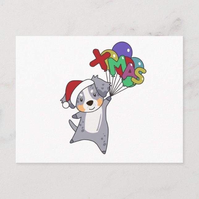 Postal Pastor australiano Feliz Invierno de Navidad (Anverso)