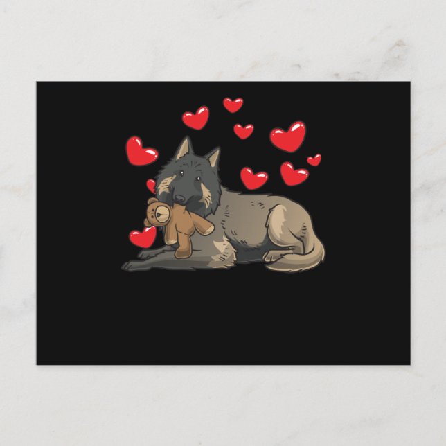 Postal Pastor Belga Tervuren Perro con Animal relleno (Anverso)