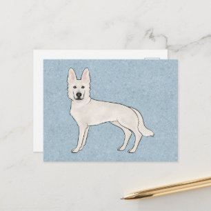 Postal Pastor blanco suizo de Caricatura de GSD Azul