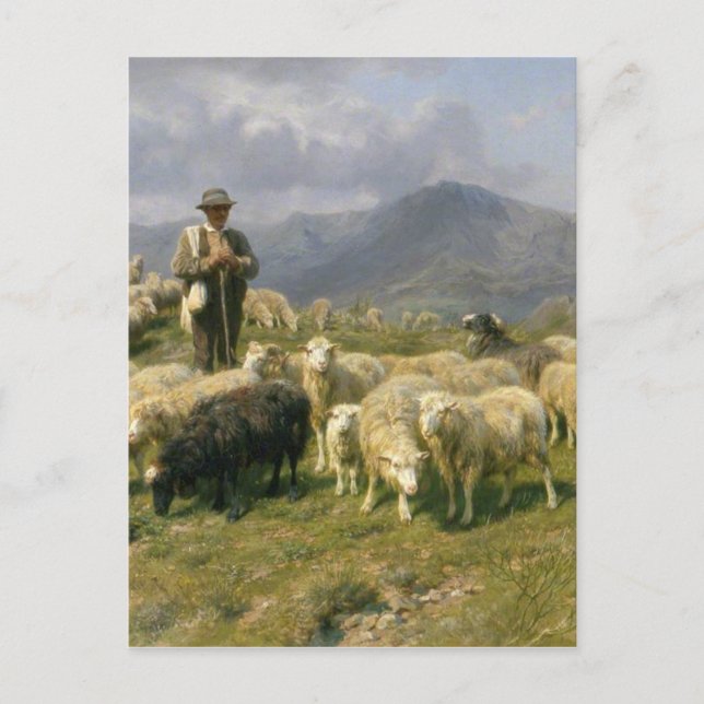 Postal Pastor de los Pirineos por Rosa Bonheur (Anverso)
